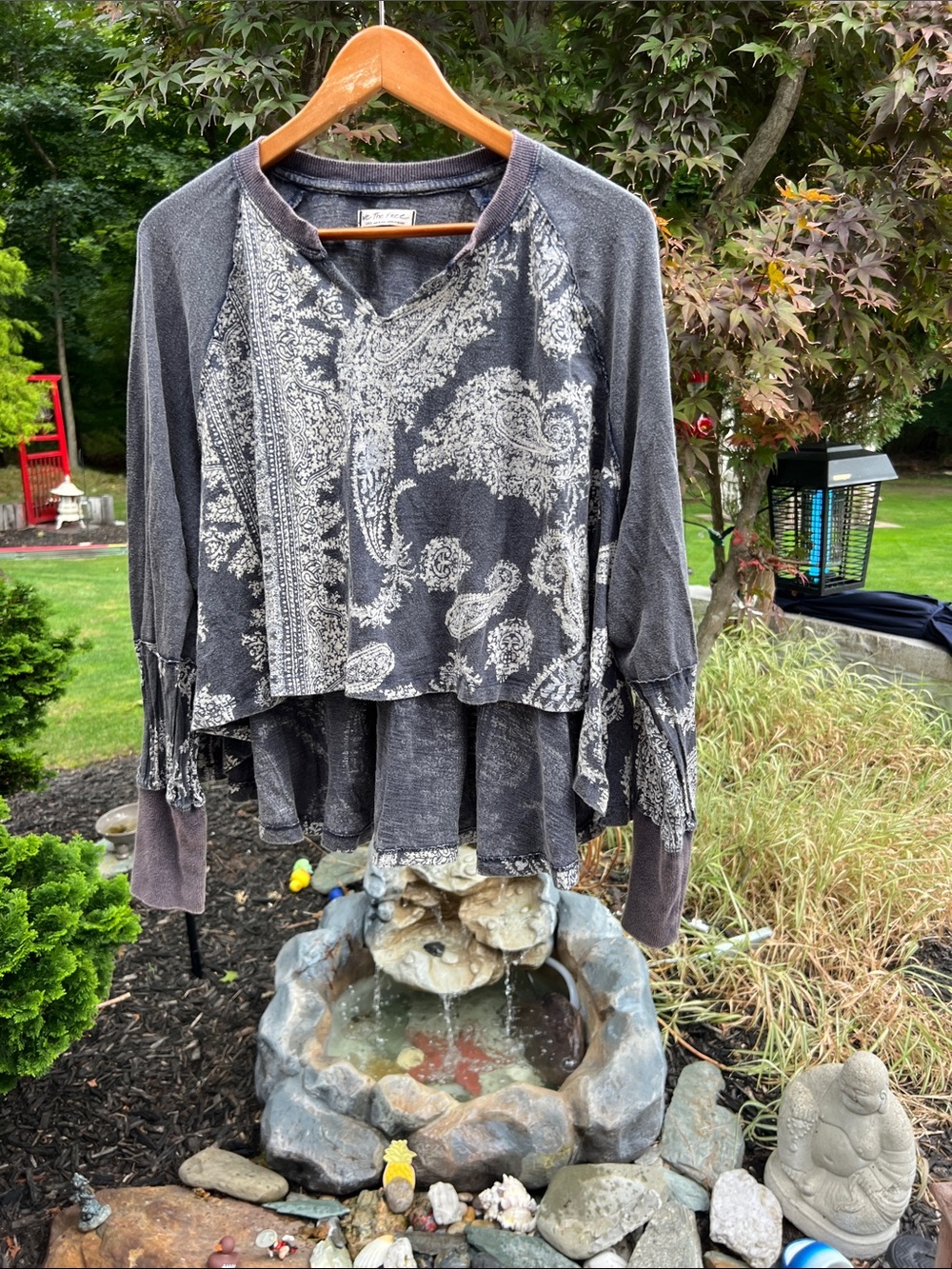 We The Free Gray Paisley Layered Long-Sleeve Top